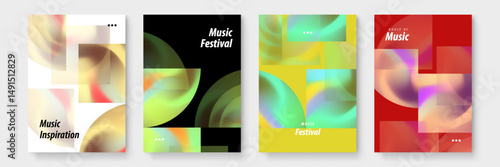 Four colorful gradient posters featuring text for a music festival. Suitable for event promotions, banners, social media, and print advertising.