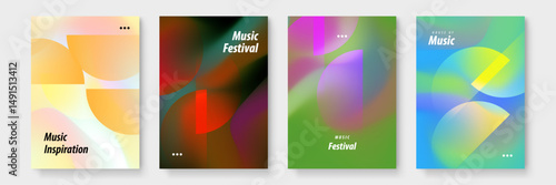 Four colorful posters promoting a music festival. Great for social media, event announcements, print advertising, and music related websites.