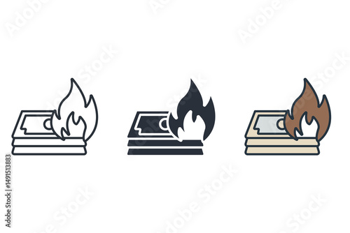 waste money icons isolated on White Background. Flat style design