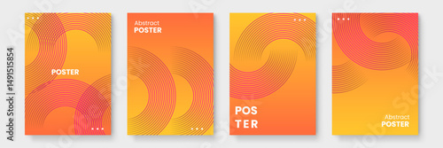 Four vibrant posters with orange and pink circles, perfect for adding a pop of color to event promotions or decor.