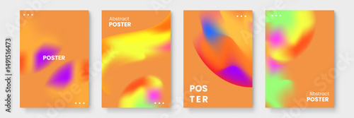 Four abstract posters with colorful gradients; ideal for graphic design projects, modern advertising, interior decor, or creative presentations.