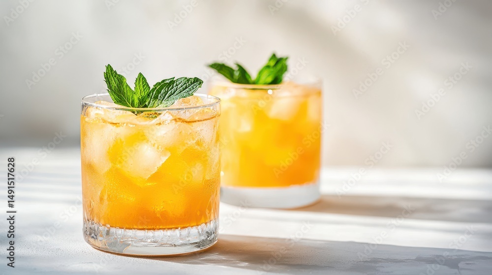 Fototapeta premium Refreshing Peach Lemonade Summer Drink Recipe
