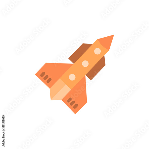 Minimalist rocket illustration ready for liftoff against transparent backdrop