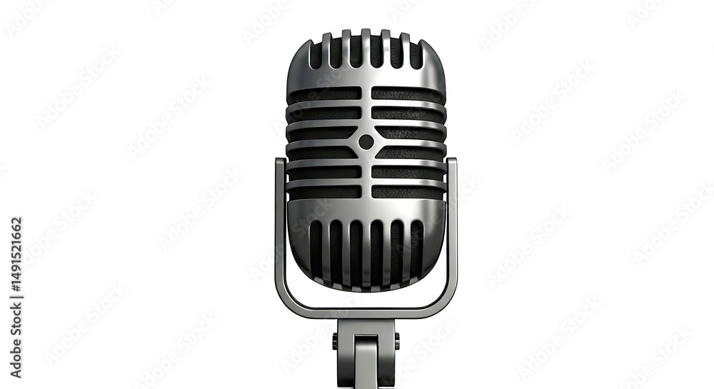 Fototapeta premium A studio condenser microphone isolated on a pure white background.