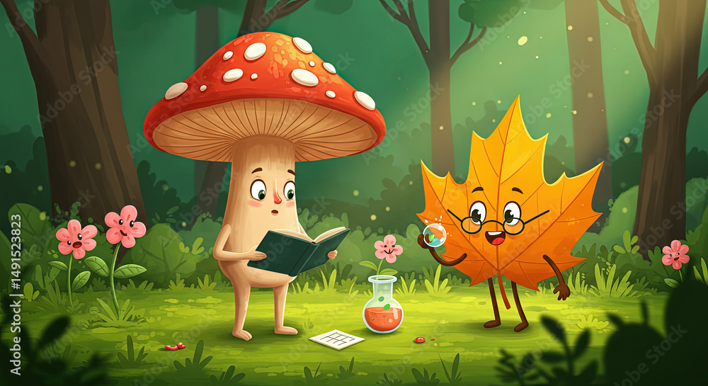 Obraz premium Curious Forest Friends Studying Natures Wonders