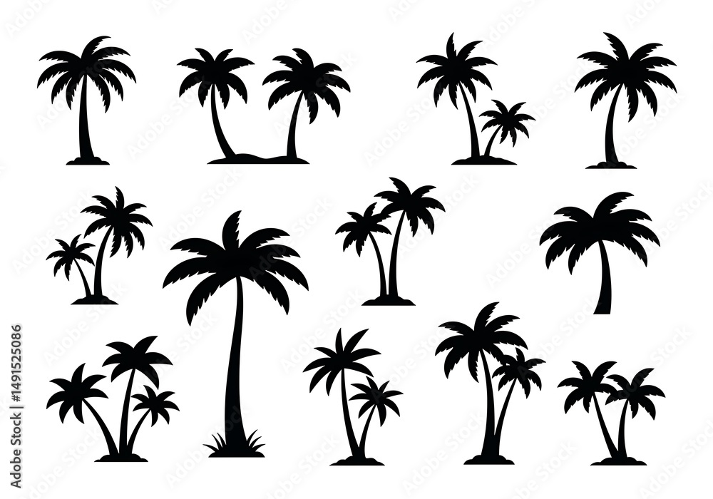 Fototapeta premium Palm Silhouette Collection AI Generated