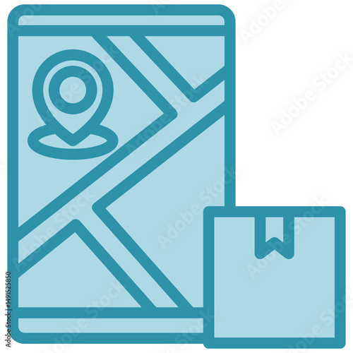 Map Route dual tone blue color, mini illustration icon. use for modern concept, print, UI, UX kit, web and app development. Vector related to sales, logistic and ecommerce