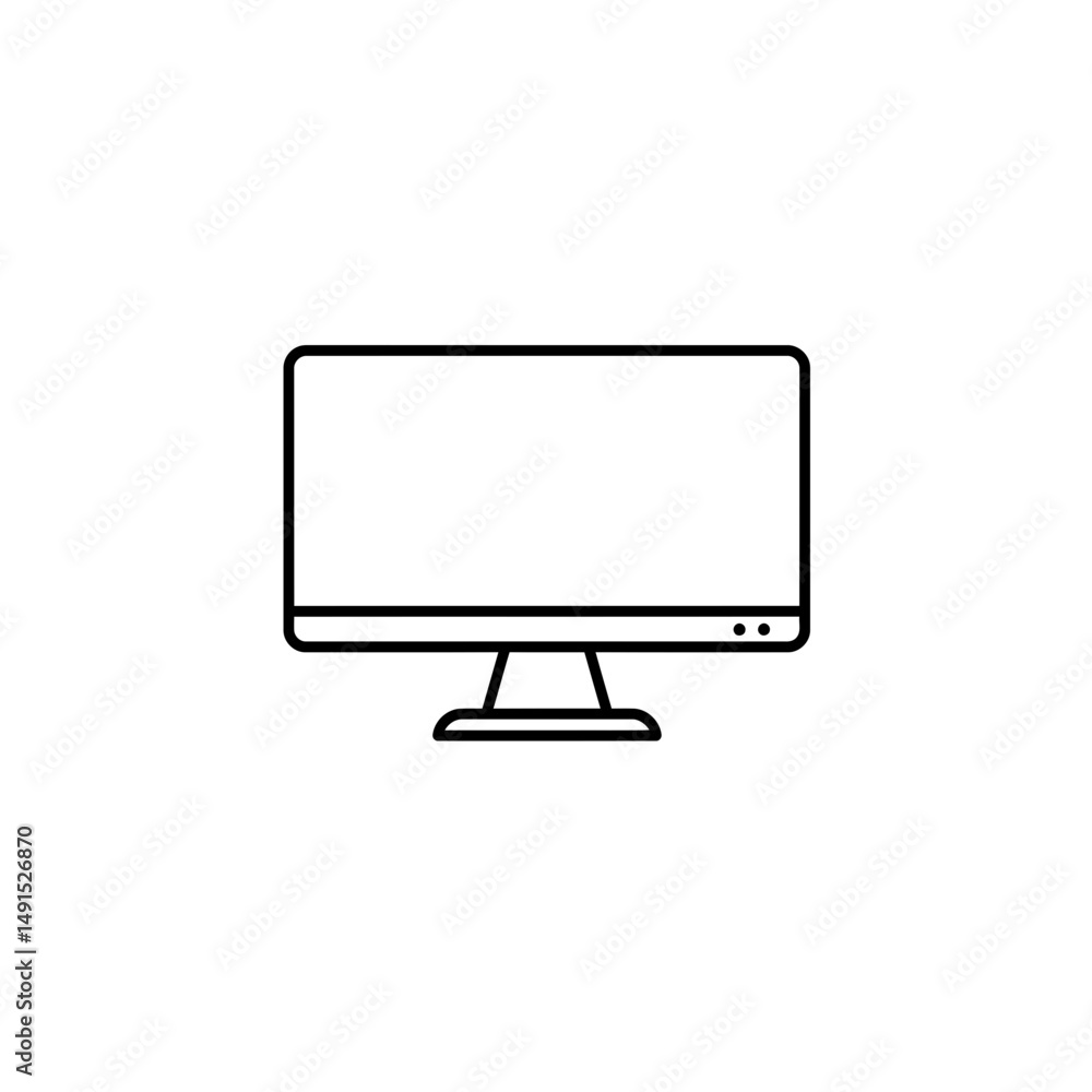 Simple line sketch of a computer monitor in minimal style Simple line sketch of a computer monitor in minimal style