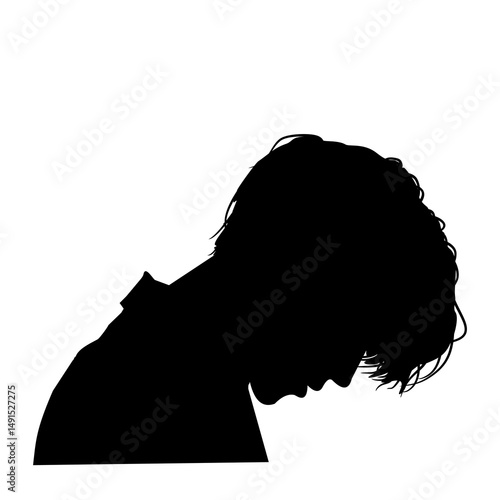 Vector illustration of a sad and depressed man's silhouette