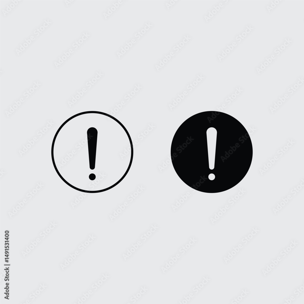 Exclamation mark sign icon flat style illustration Exclamation mark sign icon flat style illustration