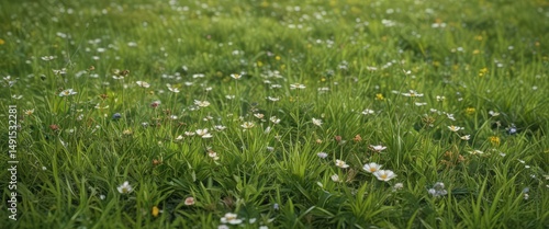 Wallpaper Mural Close-up, lush green grass, delicate wildflowers , closeup, June, plant Torontodigital.ca