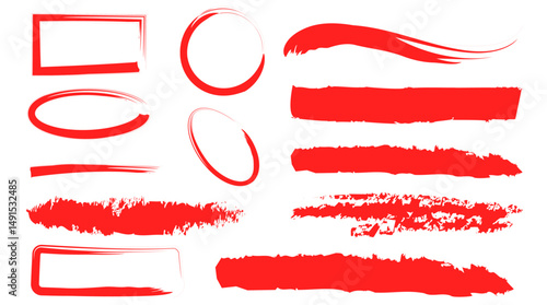 Wallpaper Mural Red Pen Strokes and Brush Strokes Vector Set Torontodigital.ca