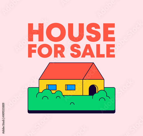 House for sale sign illustration