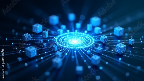 High quality Professional Global network data cubes digital technology stock image