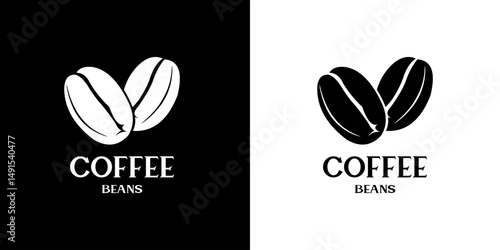 vector coffee logo and coffee beans writing