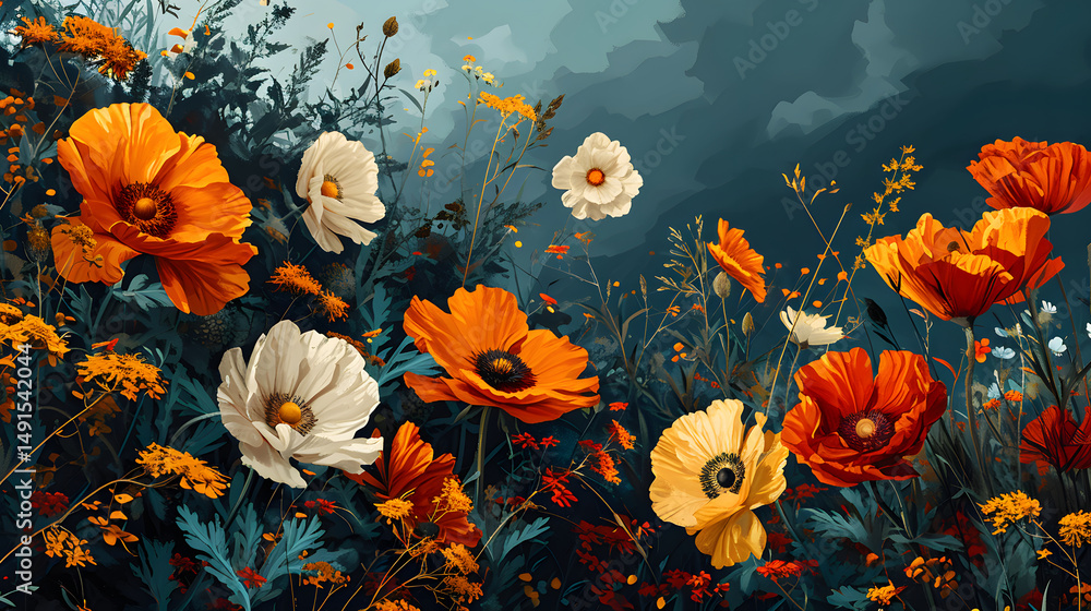 custom made wallpaper toronto digitalfantasy flowers soft colors illustration abstract decorative painting