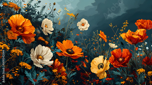 Wallpaper Mural fantasy flowers soft colors illustration abstract decorative painting Torontodigital.ca