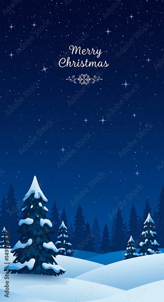 Fototapeta premium Winter Night's Embrace: A Christmas Eve Scene