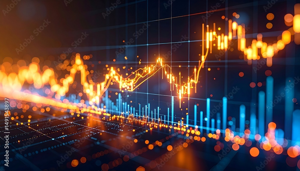 Fototapeta premium Dynamic Stock Market Graph: Visualizing Financial Growth and Fluctuation