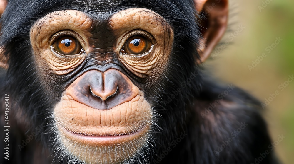 Captivating close-up of a curious chimpanzee Captivating close-up of a curious chimpanzee