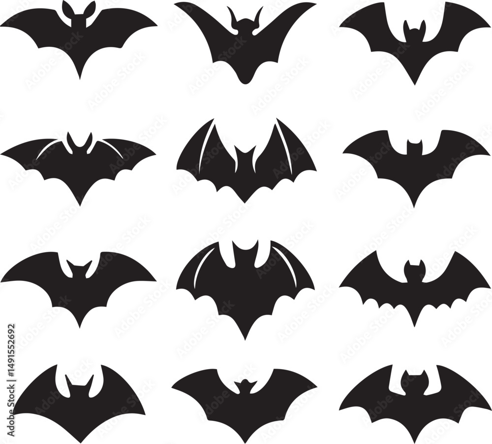 black halloween bat set silhouette vector, halloween bat set clipart vector black halloween bat set silhouette vector, halloween bat set clipart vector