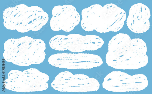 ふわふわ雲の手描きフレーム