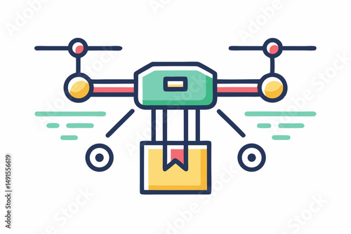 drone delivering package icon