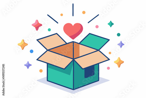 open parcel box icon with product inside