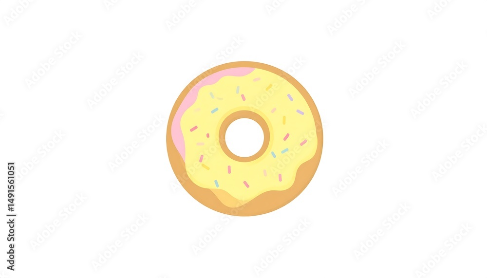 Obraz premium A Delicious Yellow Donut with Sprinkles and Pink Icing