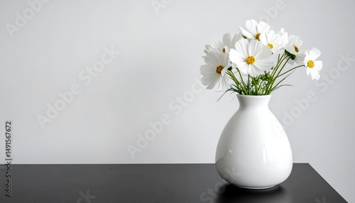 Wallpaper Mural Serene White Cosmos in Minimalist Vase Torontodigital.ca