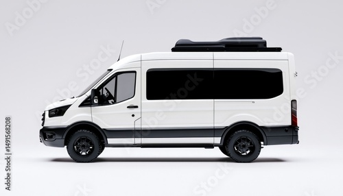 White camper van profile, side view