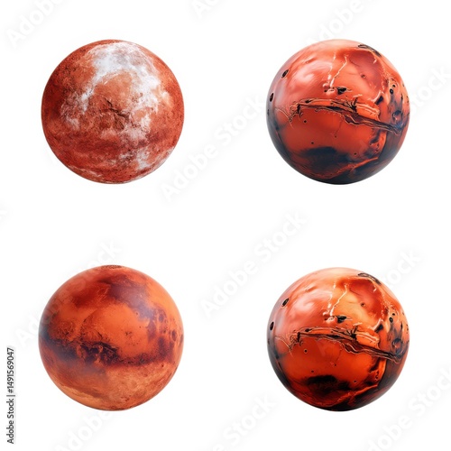 Wallpaper Mural Four mars planet variations isolated on white background Torontodigital.ca