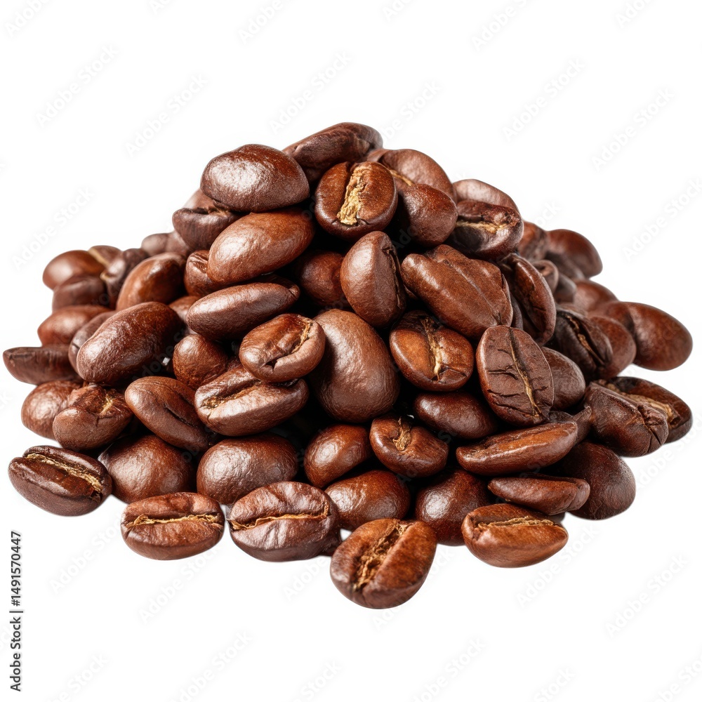Pile of roasted coffee beans isolated on white background Pile of roasted coffee beans isolated on white background