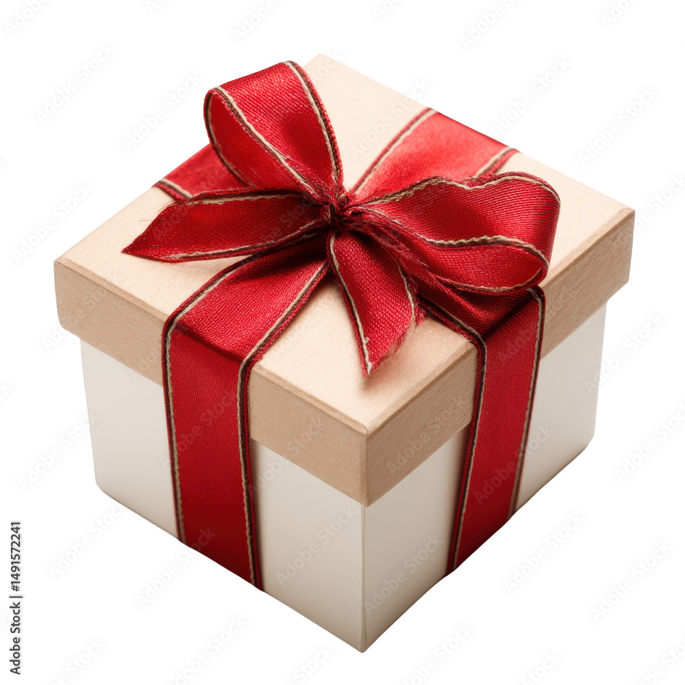 Wrapped gift box with a red ribbon decoration. Wrapped gift box with a red ribbon decoration.