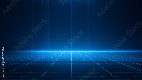 technology background of blue light and rays