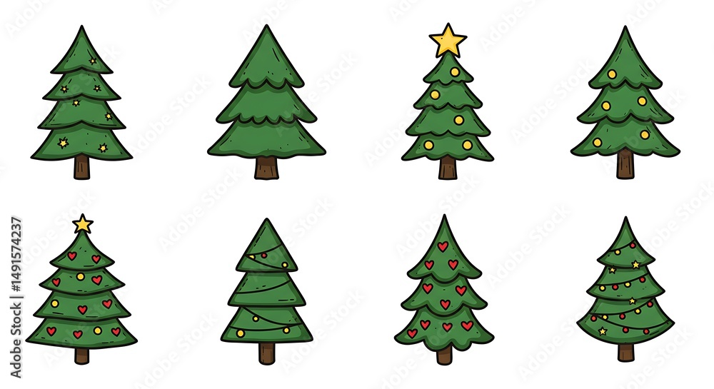 Fototapeta premium Christmas Tree Doodle Collection