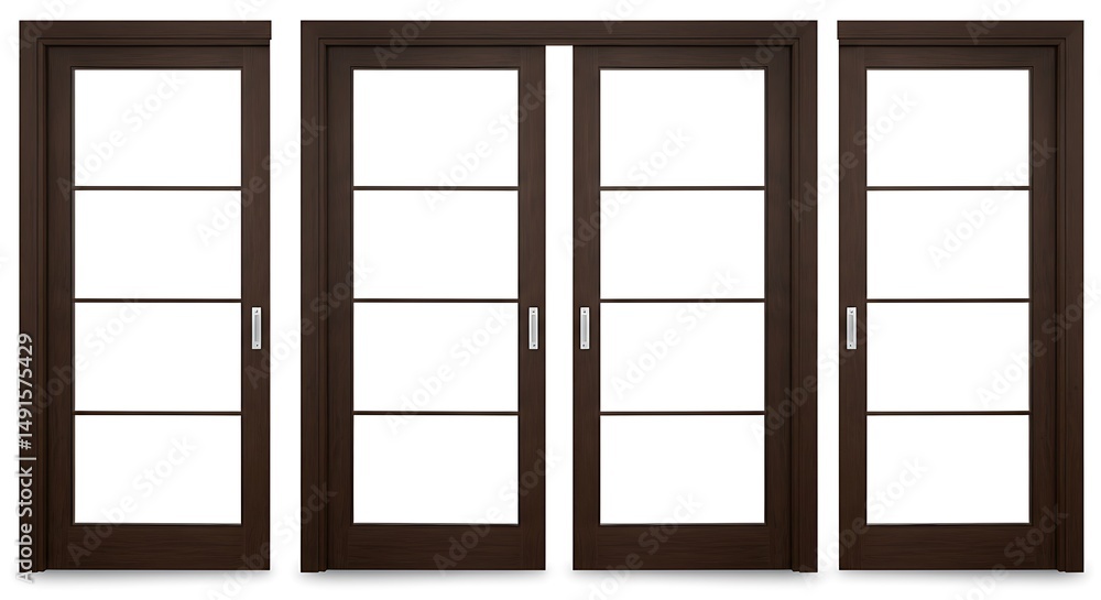 Dark brown sliding doors with glass panels Dark brown sliding doors with glass panels