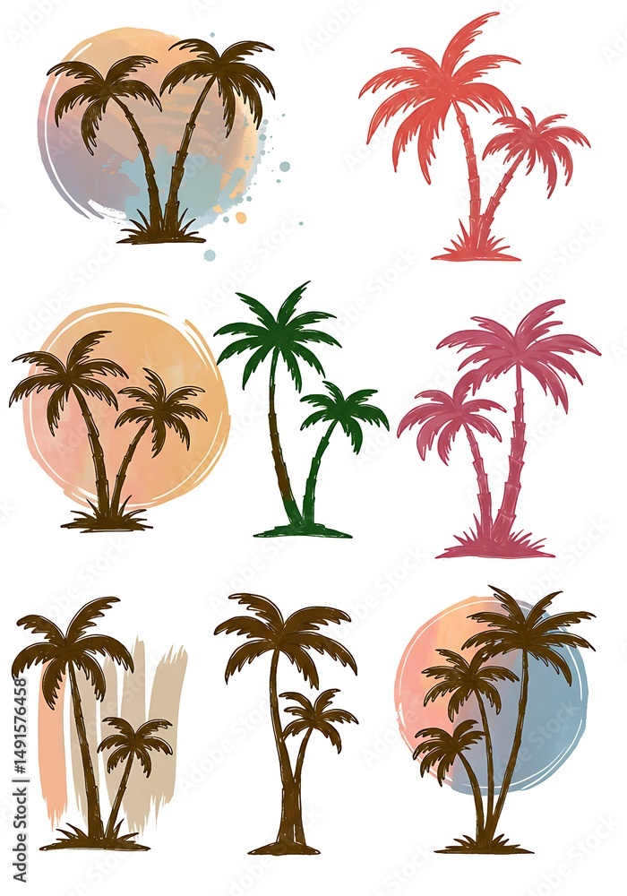 Fototapeta premium Tropical Silhouette Collection AI Generated