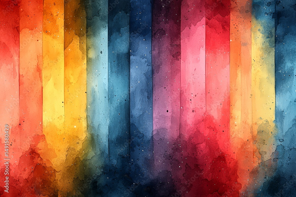 Obraz premium Watercolor pastel rainbow stripes pattern on soft pastel background