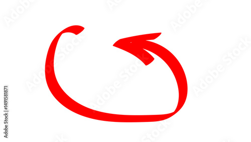 Hand-drawn swirling arrows Hand-drawn simple lines. red arrow with transparent background. vector illustration