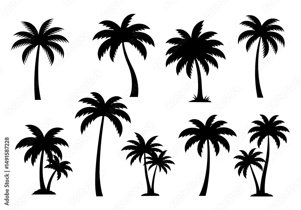 Fototapeta premium Silhouette Palm Collection AI Generated