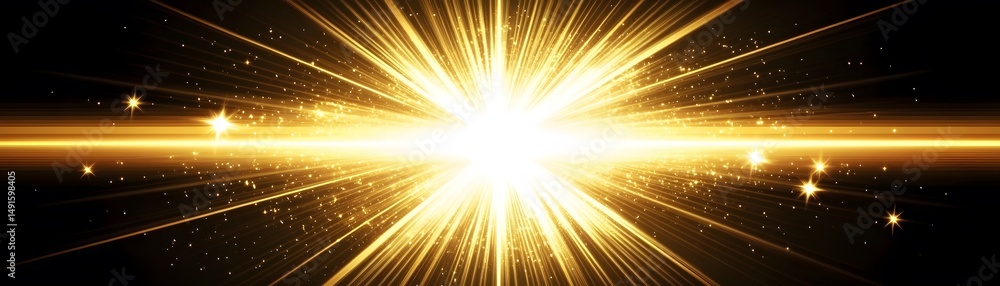 Naklejka premium Radiant burst of golden light radiating outward.