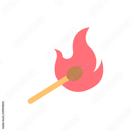 Stylized ignition symbol representing a bright burning flame with transparent backdrop
