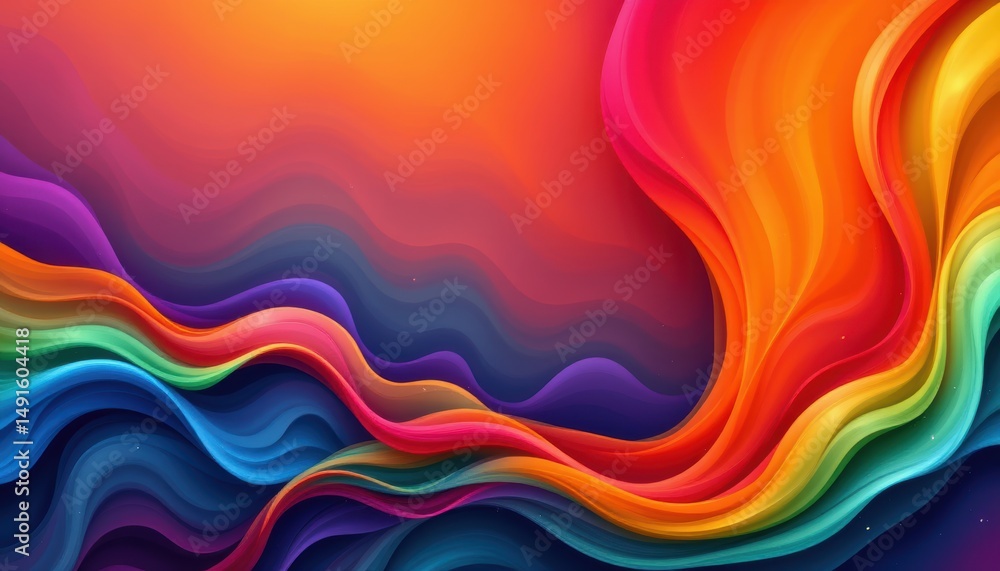Fototapeta premium A vibrant abstract image featuring colorful, flowing waves blending seamlessly with warm and cool tones.