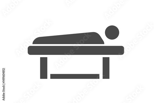 Stylized Illustration of a Massage Therapy Table with a Silhouette of a Person for Relaxation