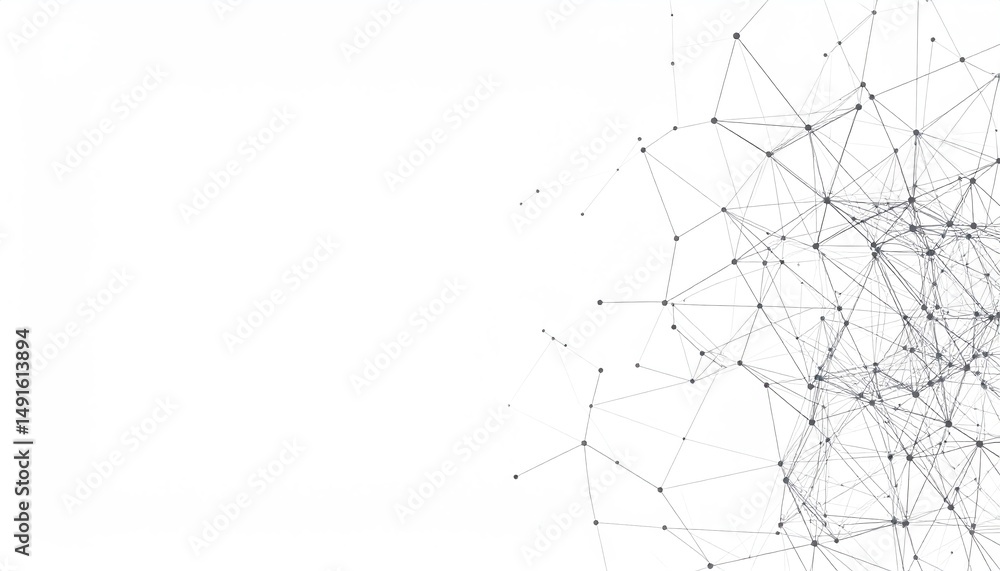 Fototapeta premium Abstract network design with interconnected dots and lines, creating a visually striking pattern against a minimalist background