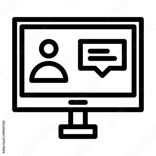 online interview. This is a vector single icon with a line style. Suitable for any purpose, such as website design, mobile app design, logo design, pattern design, etc.