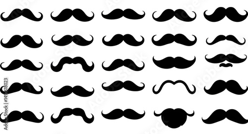 mustache pack, thick mustache icons, thin mustache illustrations, cartoon disguise set, comedy mustache pack, barbershop style mustaches, simple mustache silhouettes, detailed mustache icons, mustache