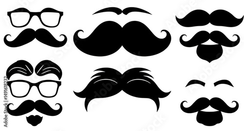 vintage mustache set, hipster mustache pack, funny mustache illustrations, beard and mustache set, retro mustache graphics, curly mustache set, handlebar mustache icons, cartoon mustache collection, b