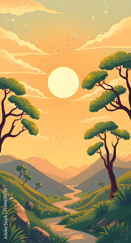 cartoon game background, platformer landscape background, adventure game scenery, side scrolling background, mobile game nature scene, fantasy level background, 2d game environment, indie game landsca
